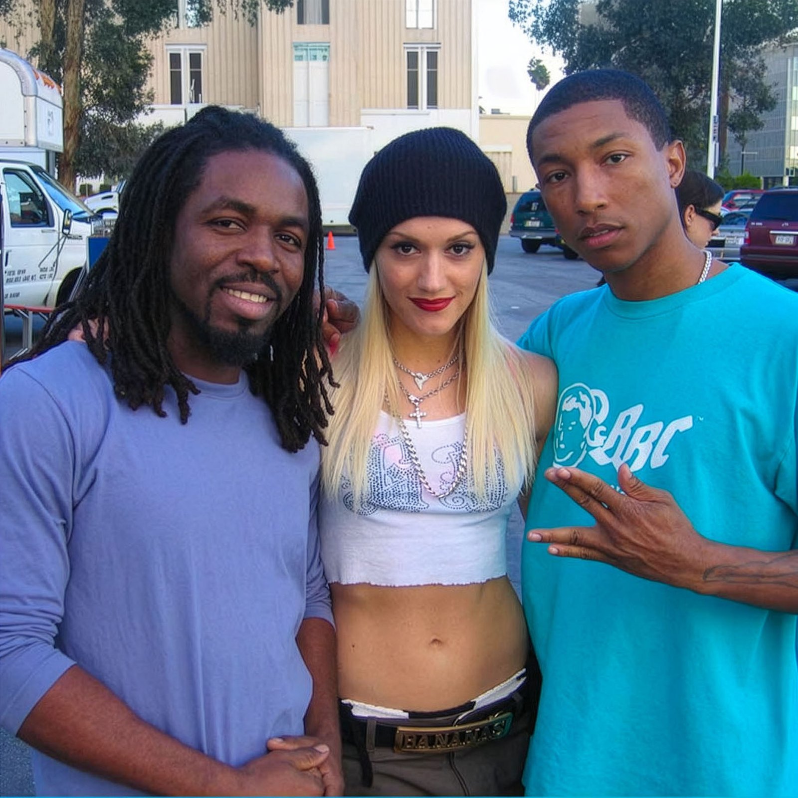 John Carl Martin with Gwen Stefani and Pharrell Williams on the Hollaback Girl set